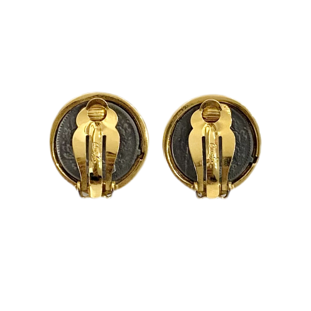 80s Coin Clip On Earrings By Carolee