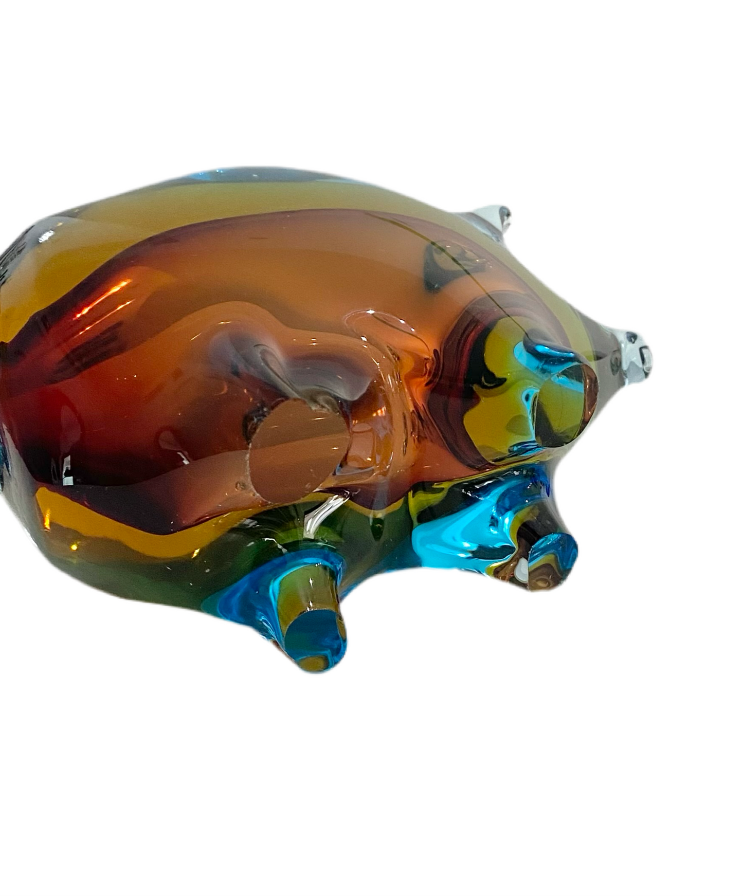 Vintage MCM Sommerso Murano Glass Pig Figurine