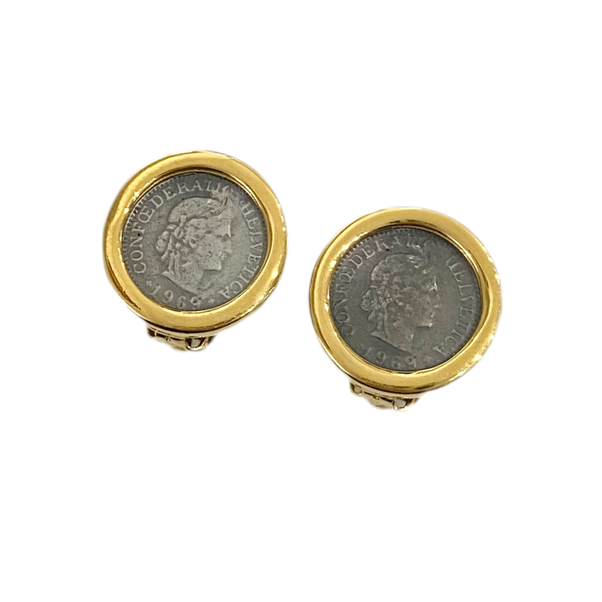 80s Coin Clip On Earrings By Carolee