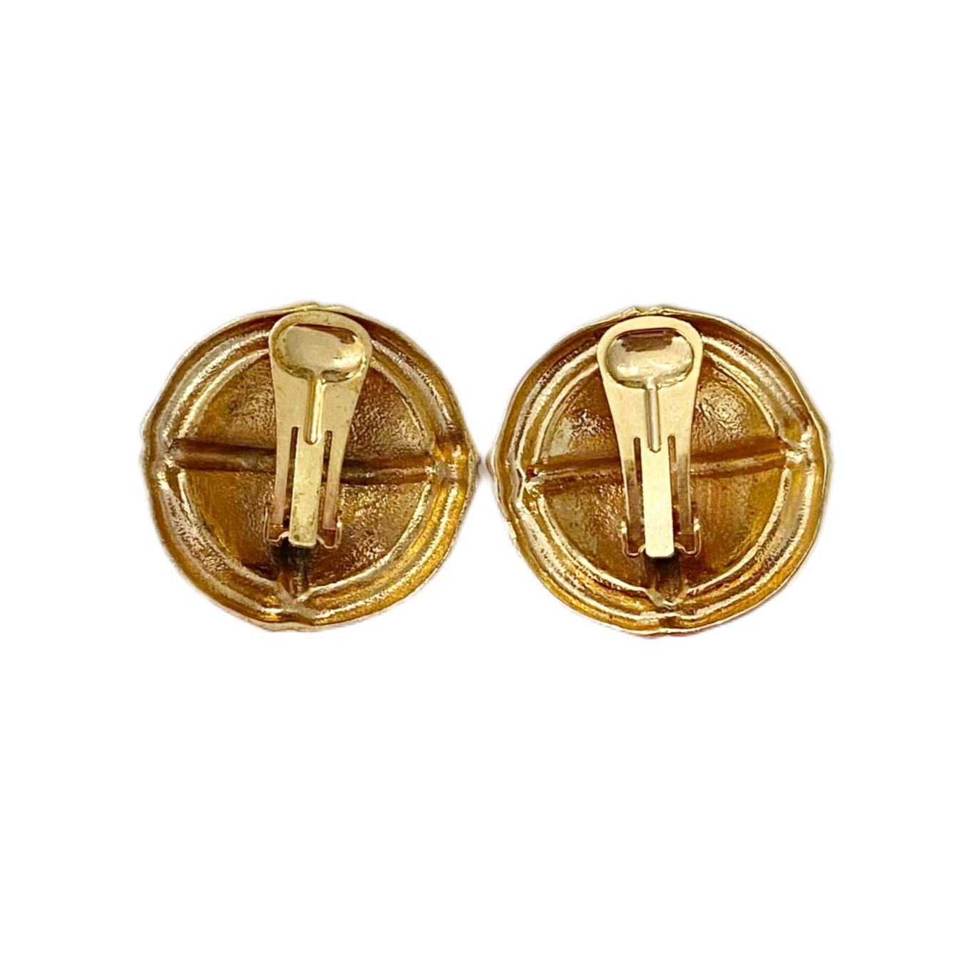 Gold Multi Colored Enamel Clip On Earrings