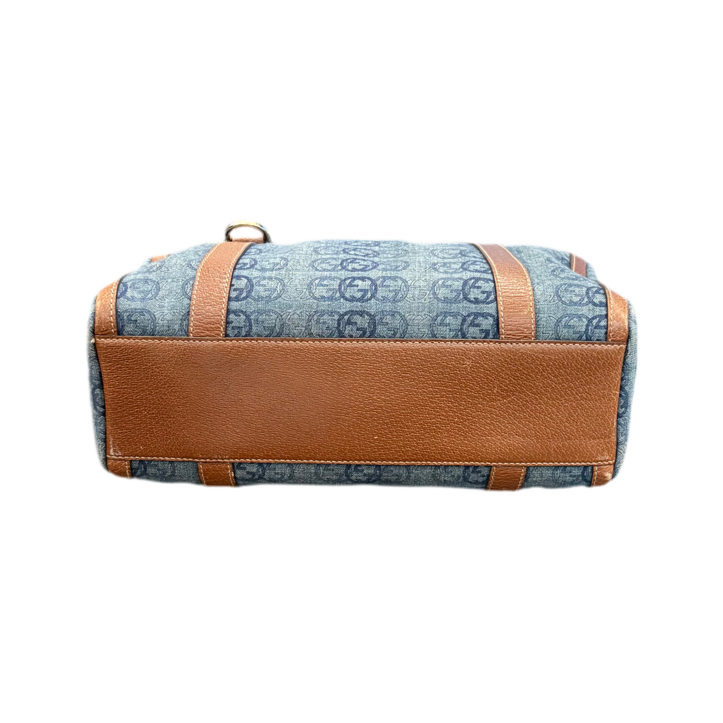 Gucci Boston Abbey Interlocking Logo Blue Denim Satchel