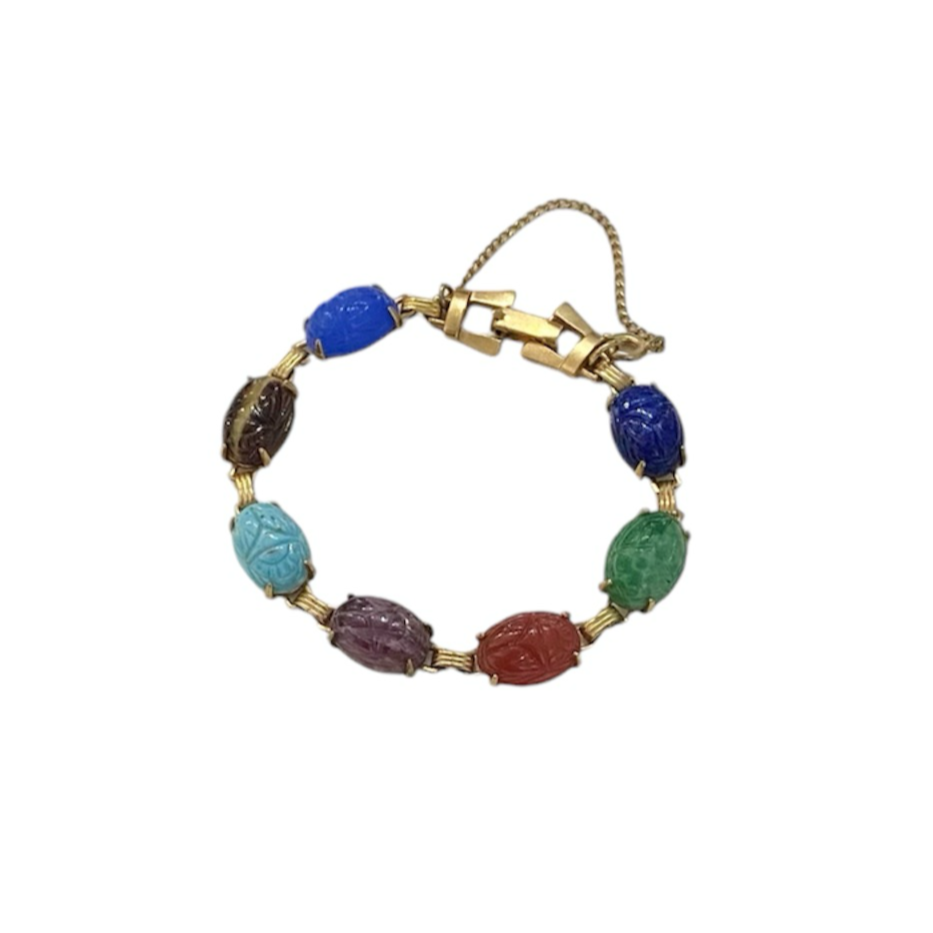 Scarab Art Glass Bracelet