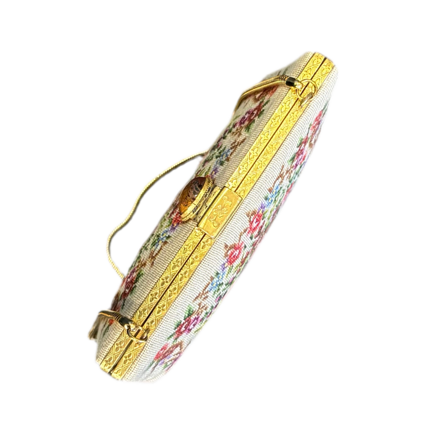 50's Embroidered Floral Evening Bag