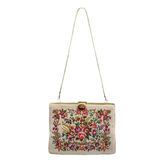50's Embroidered Floral Evening Bag