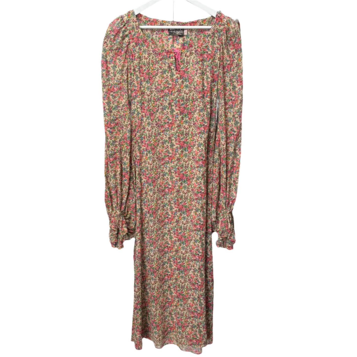 70s Sheer Pink Floral Alley Cat Dress by Betsey Johnson