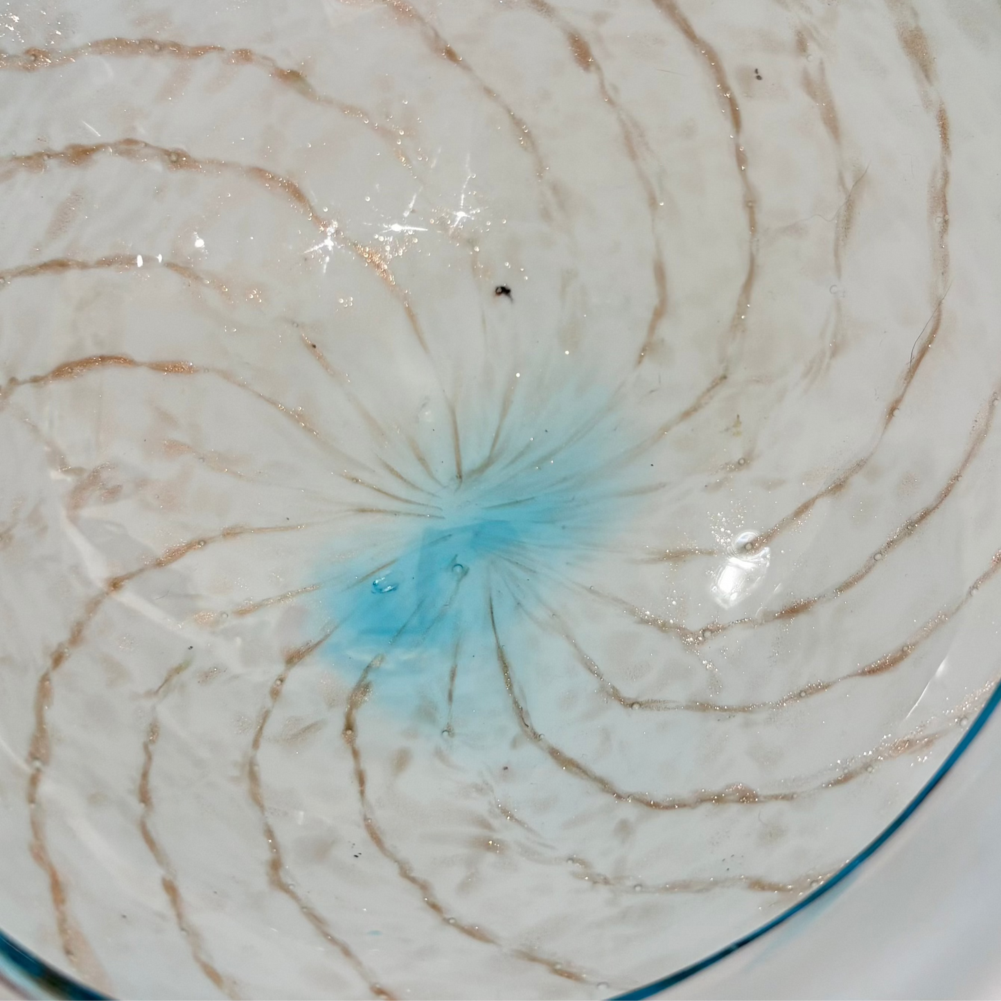 MCM Blue Swirl Murano Glass Bowl by Fratelli Toso
