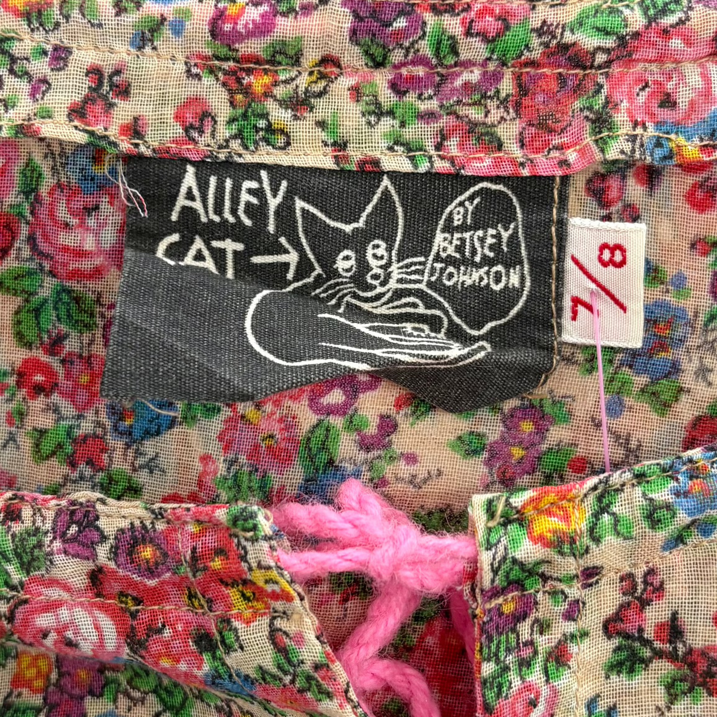 70s Sheer Pink Floral Alley Cat Dress by Betsey Johnson