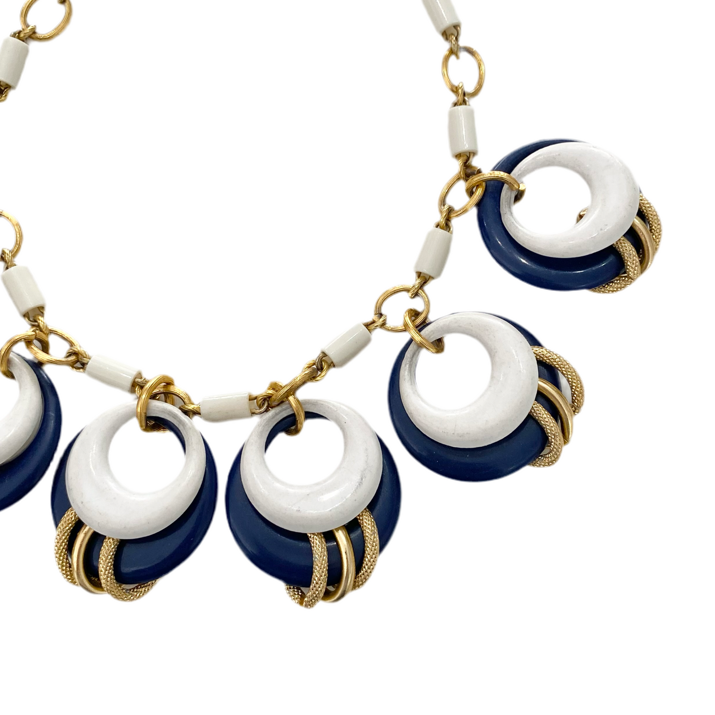 MOD 60s White & Blue Plastic Necklace