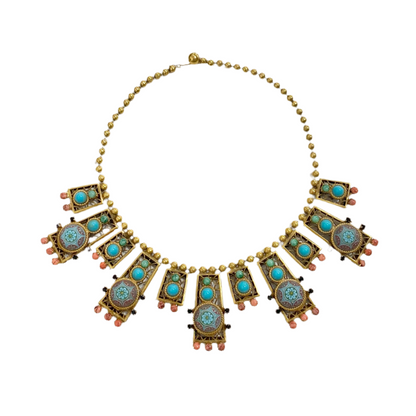 70s Juliana D&E DeLizza Elster Moroccan Matrix Bib Necklace