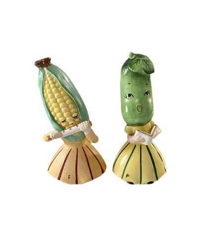 Vintage Anthropomorphic Veggie Salt and Pepper Shakers by Napco