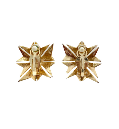 90s Rhinestone Starburst Clip On Earrings