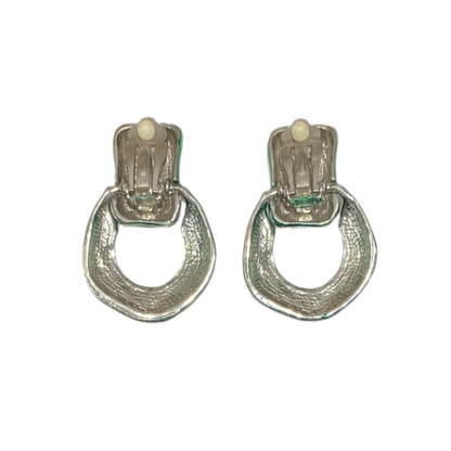 Green Liquid Silver Metal Earrings