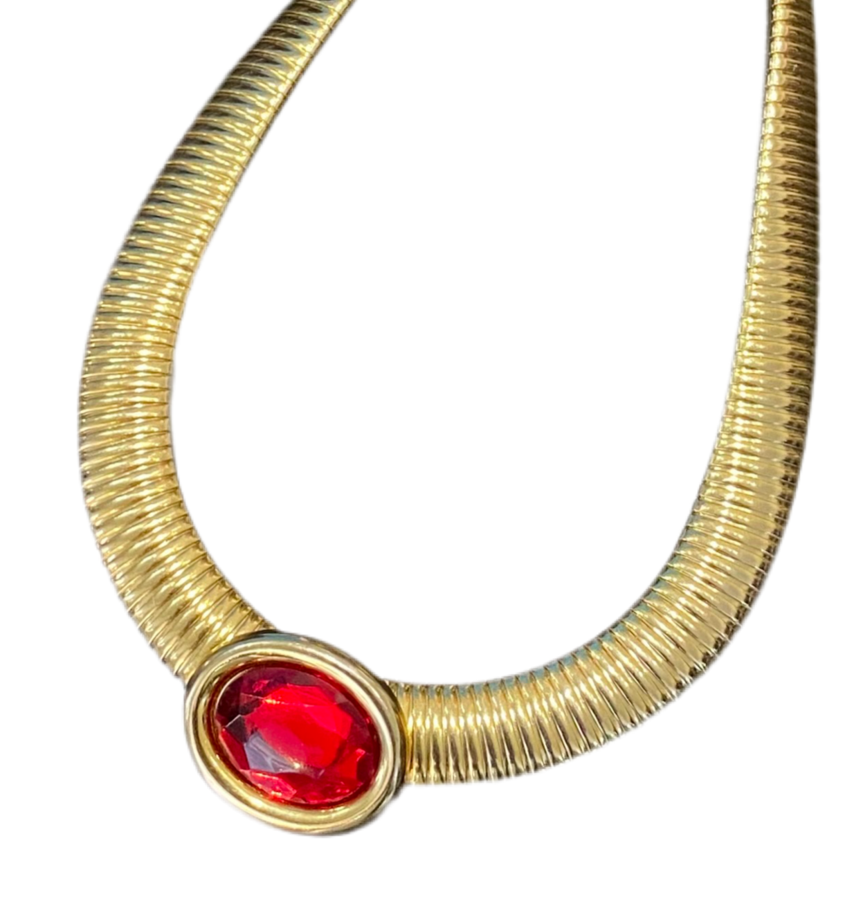 Red Crystal Omega Collar Necklace