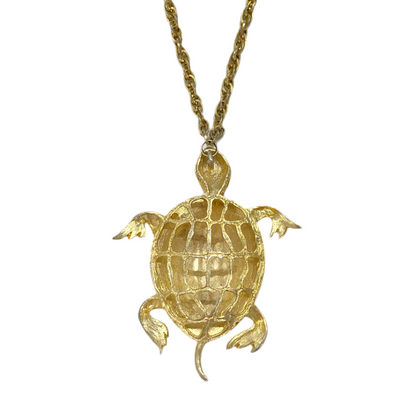 60s Gold Enamel Turtle Pendant