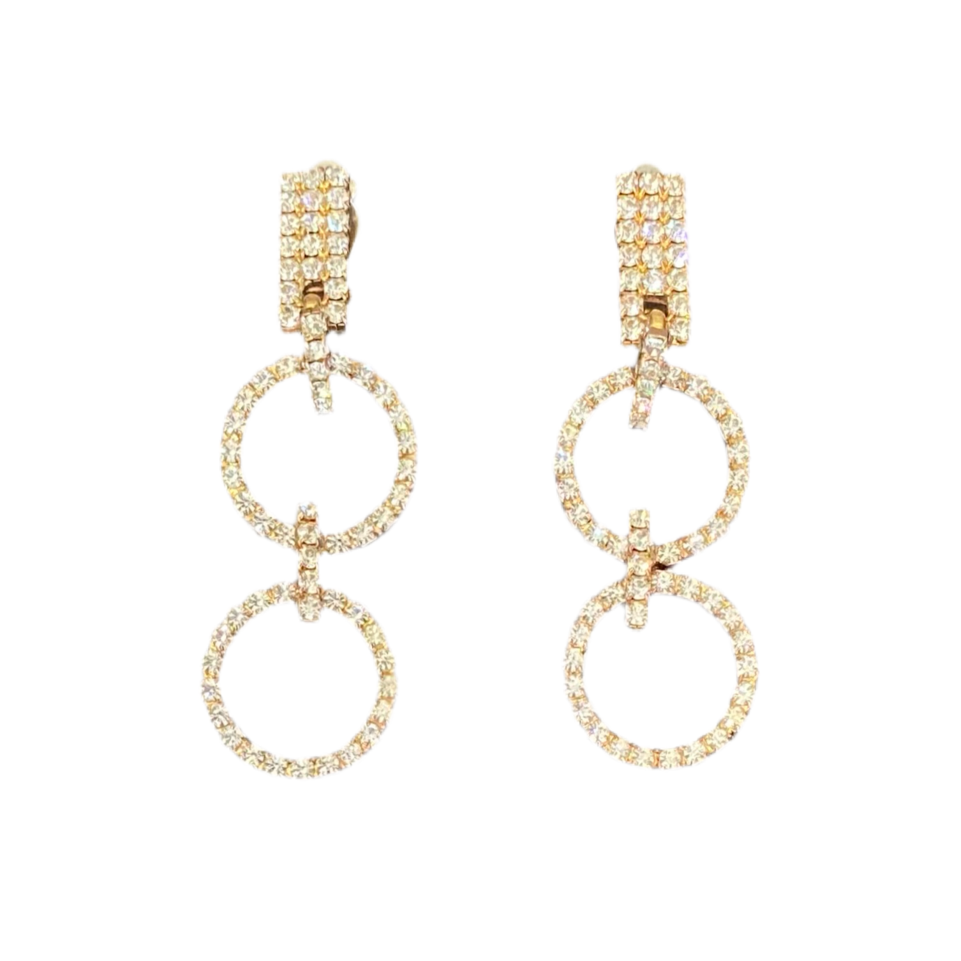 Gold Rhinestone Crystal Ring Earrings