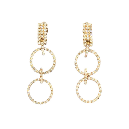 Gold Rhinestone Crystal Ring Earrings