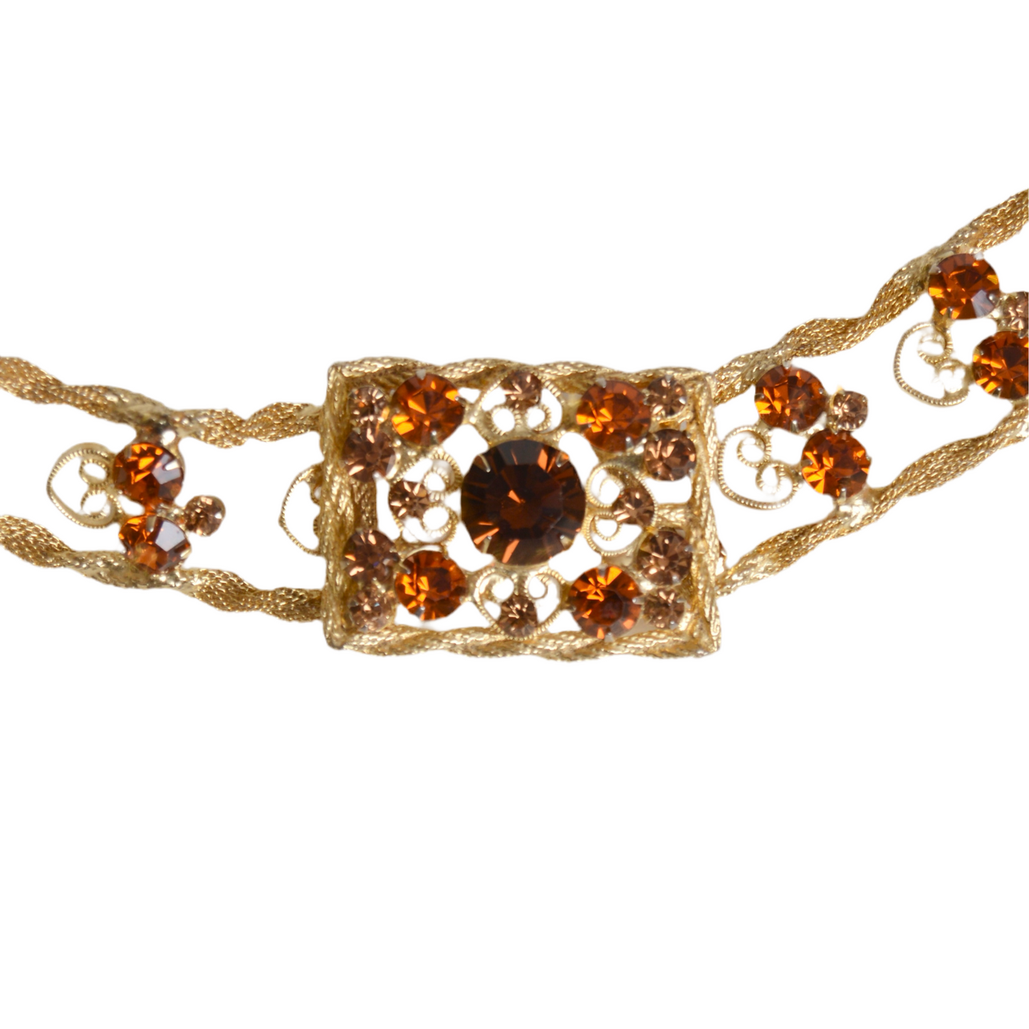 Orange Rhinestone Crystal Mesh Belt by Juliana