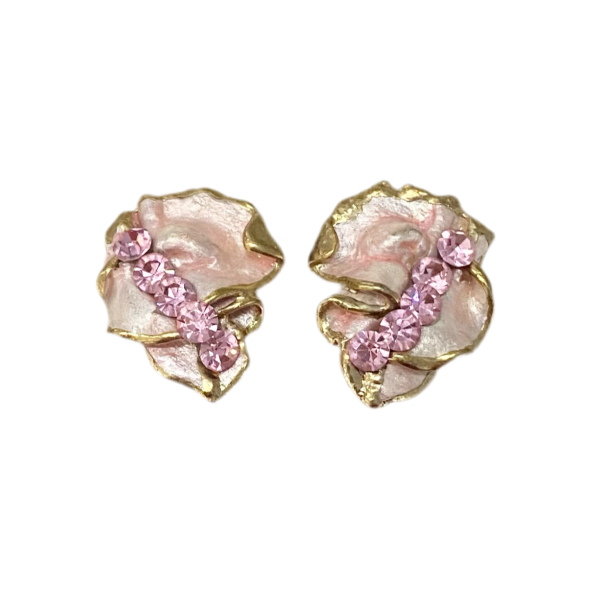 Pink Ceramic Rhinestone Earrings