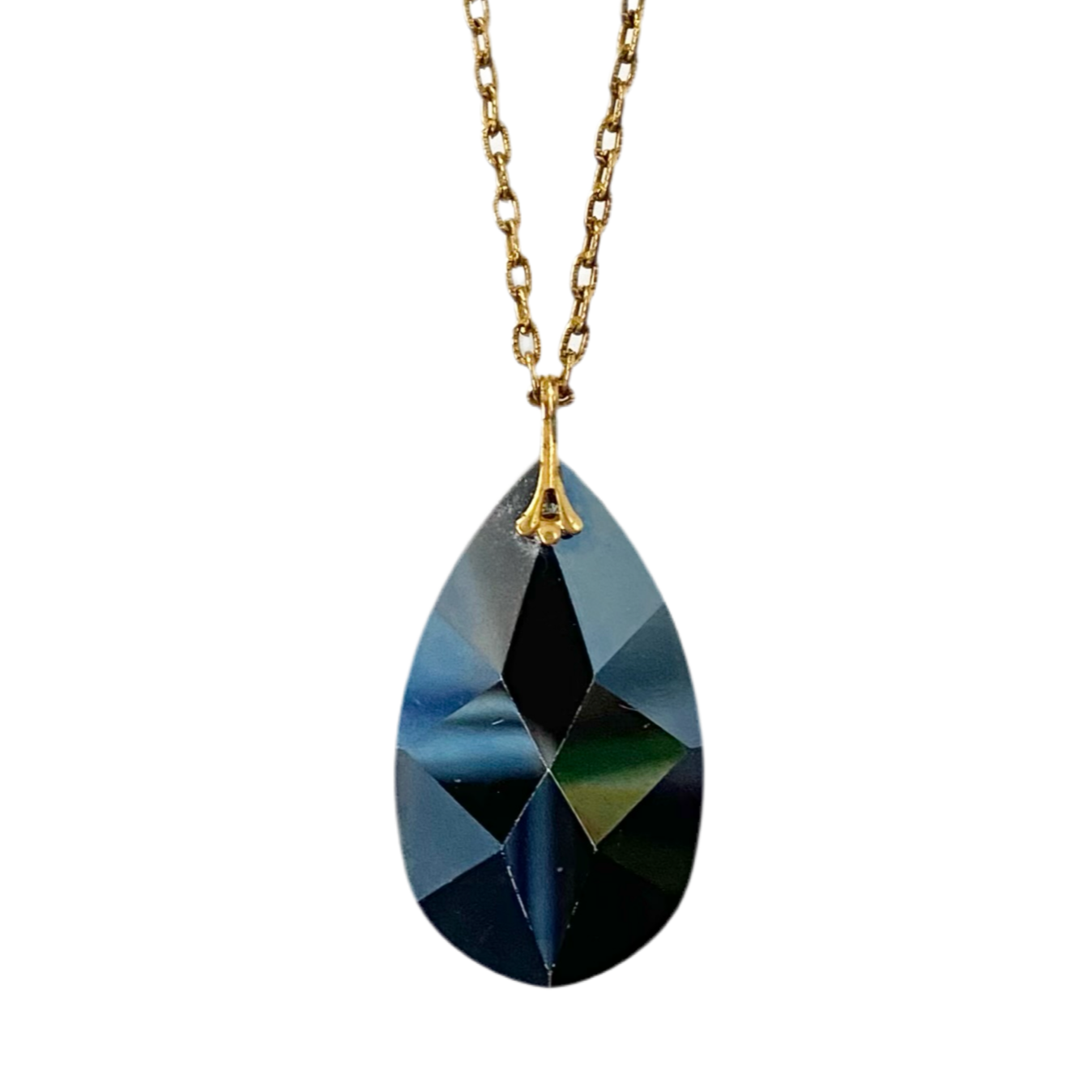 Blue Tear Drop Crystal Necklace Made in Austria