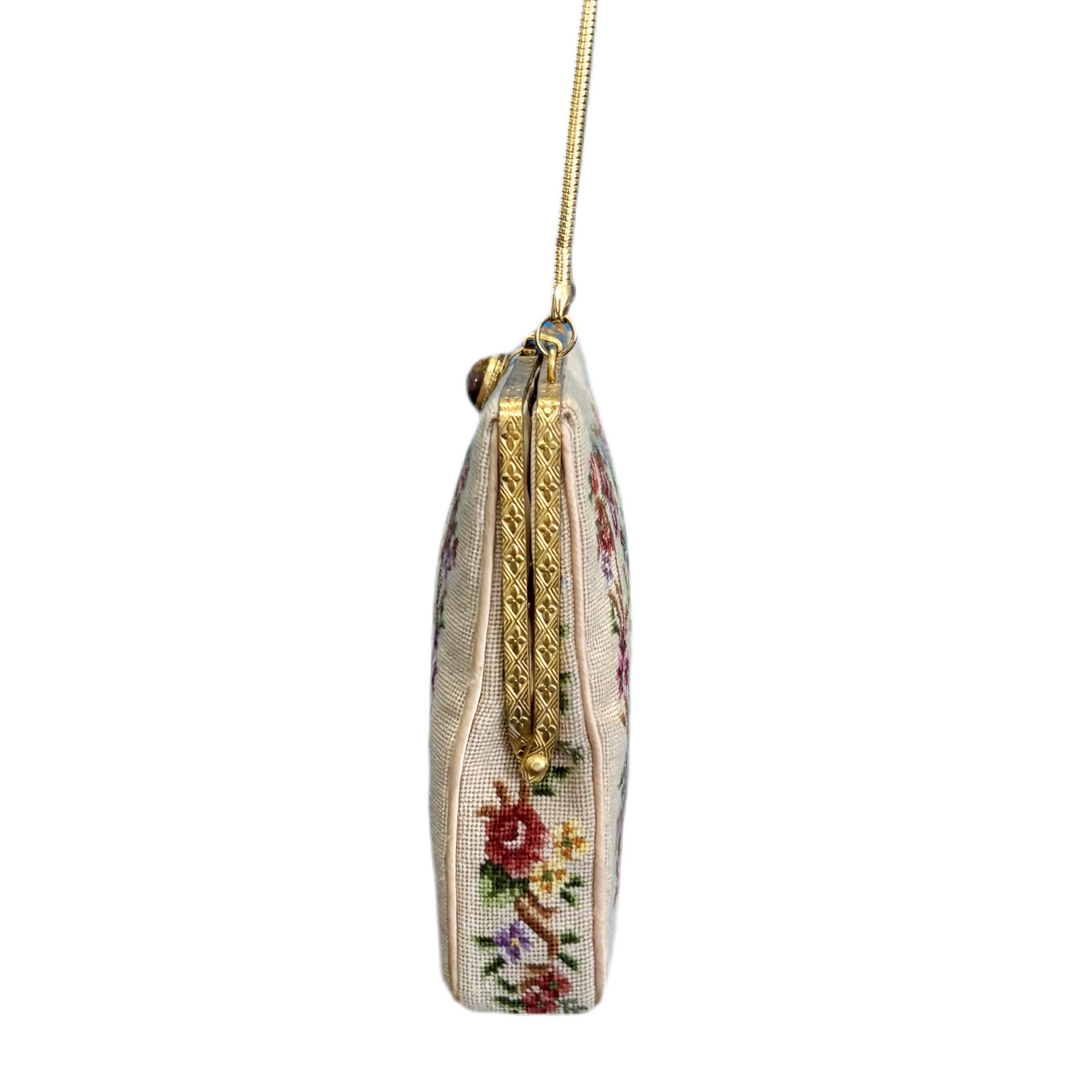 50's Embroidered Floral Evening Bag