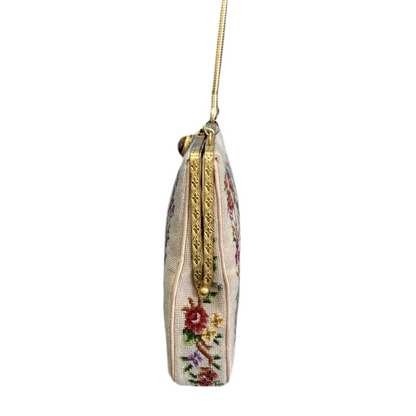 50's Embroidered Floral Evening Bag