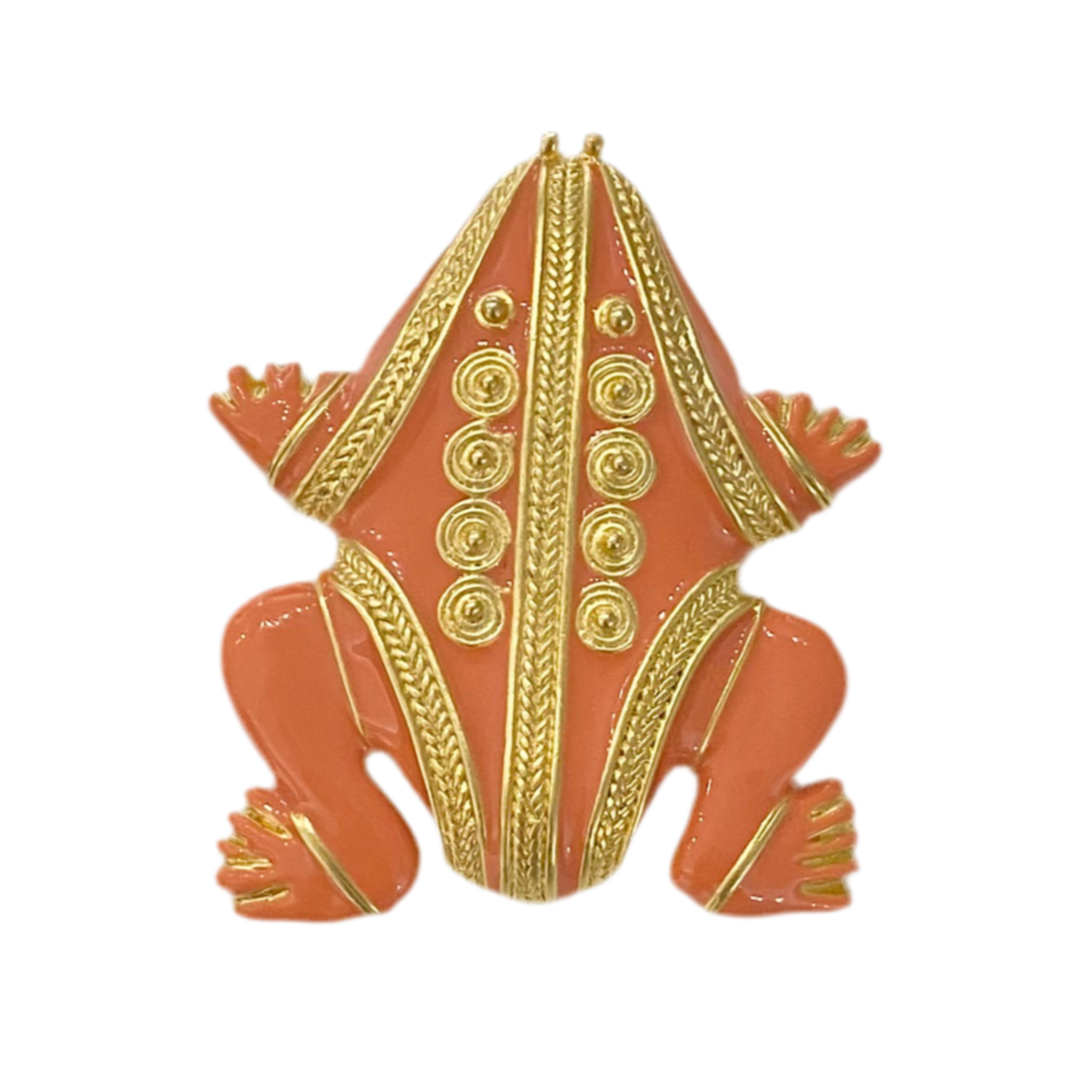 Etruscan Revival Enamel Frog Brooch by Kenneth Lane