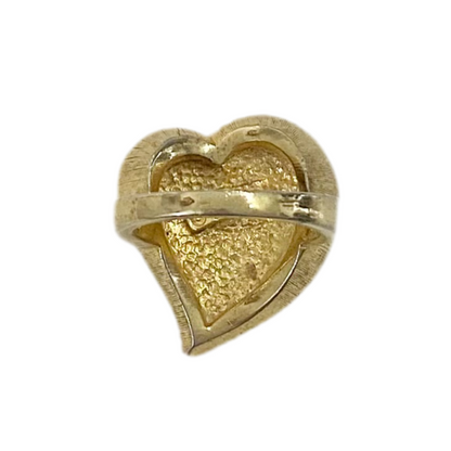 Gold Tone Red Enamel Heart Ring