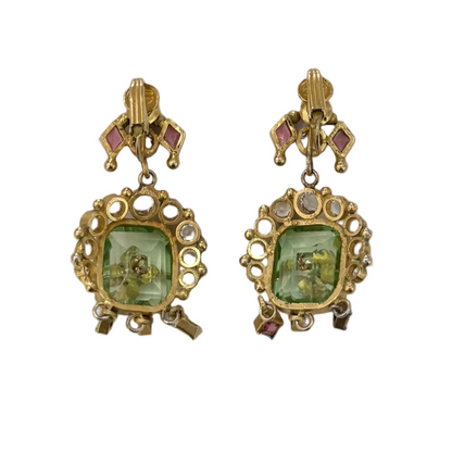 Glass Art Deco Earrings by Sandor