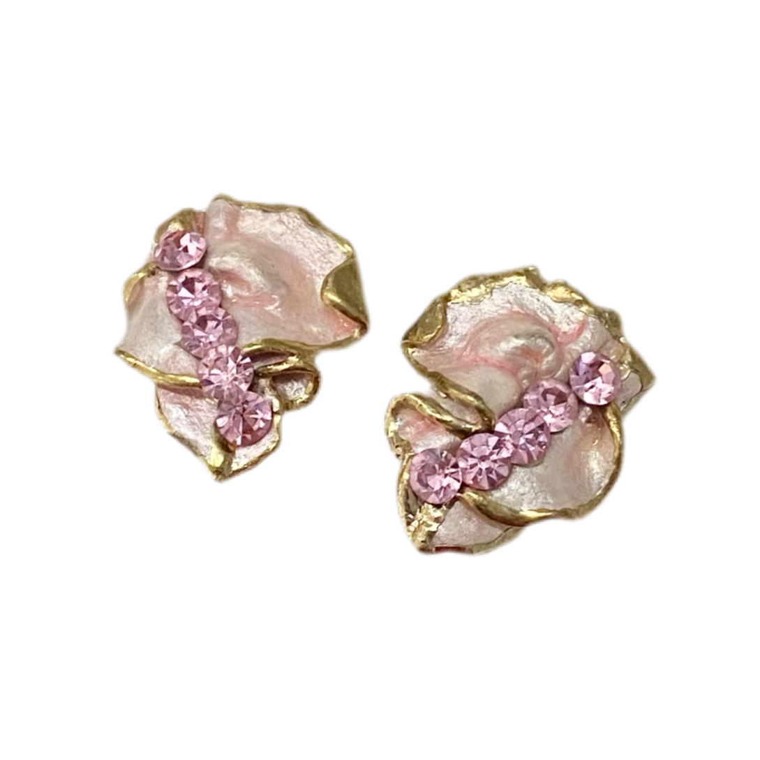 Pink Ceramic Rhinestone Earrings