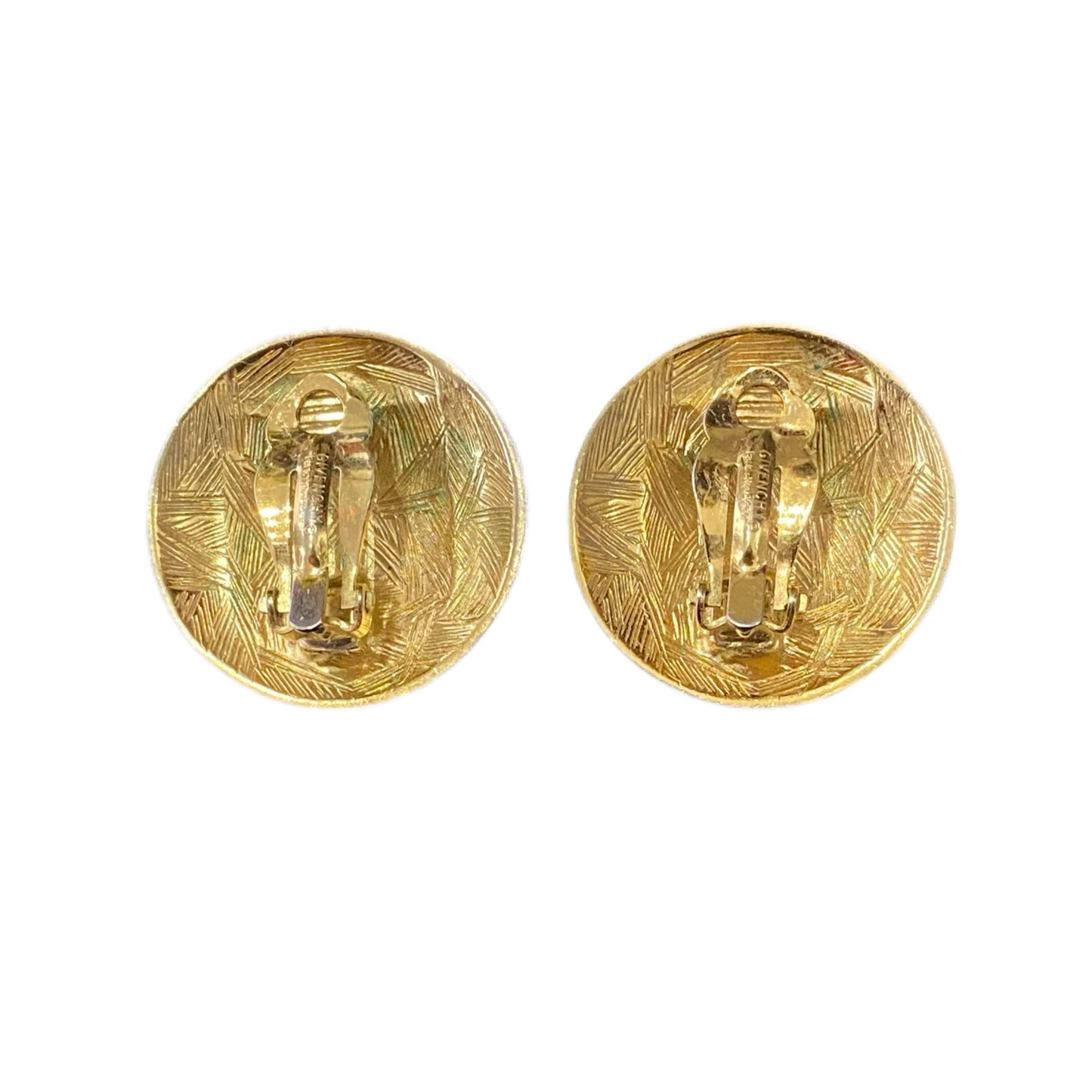 Givenchy Gold Tone Logo Clip On Earrings