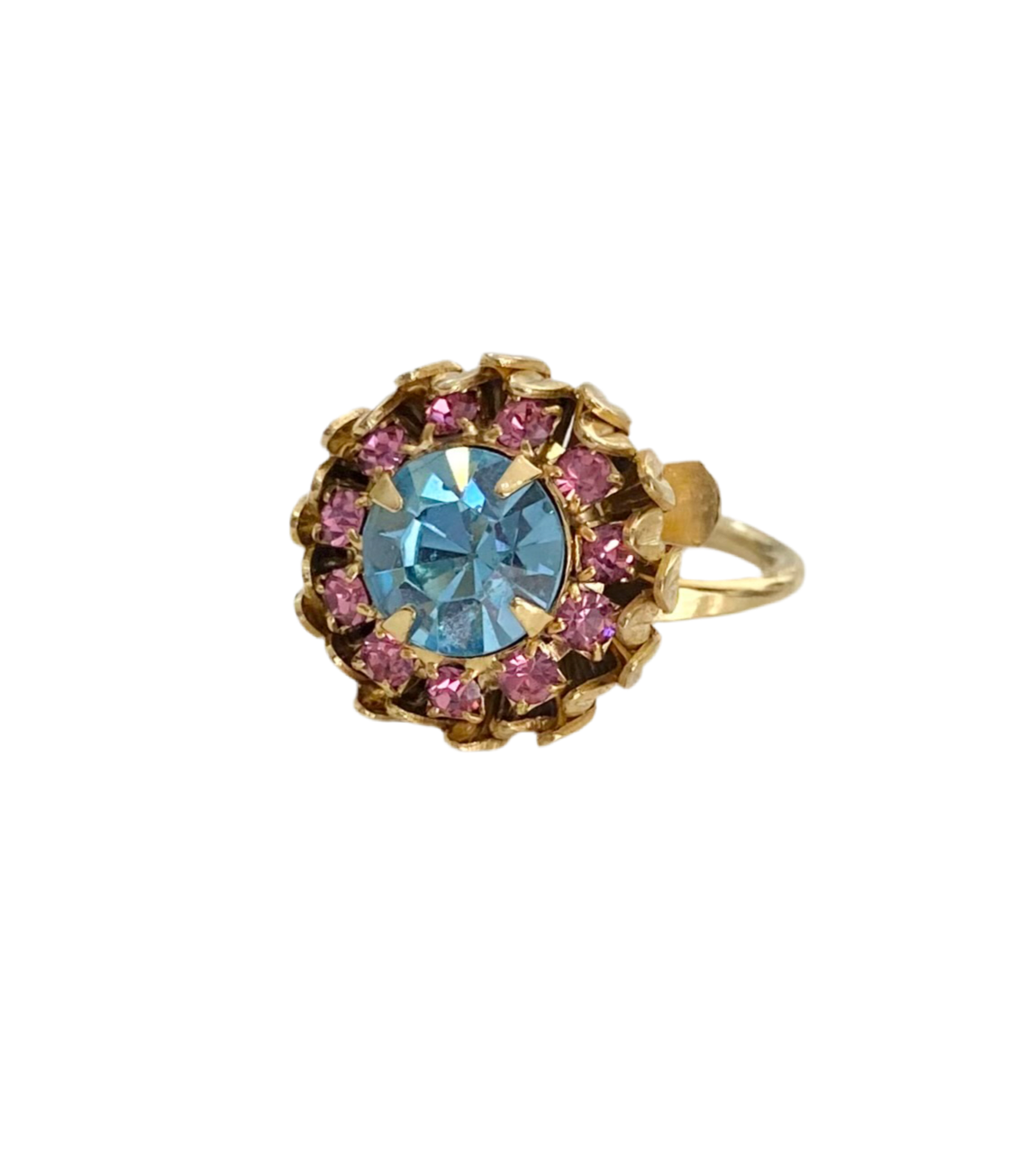 Pink & Blue Rhinestone Crystal Ring