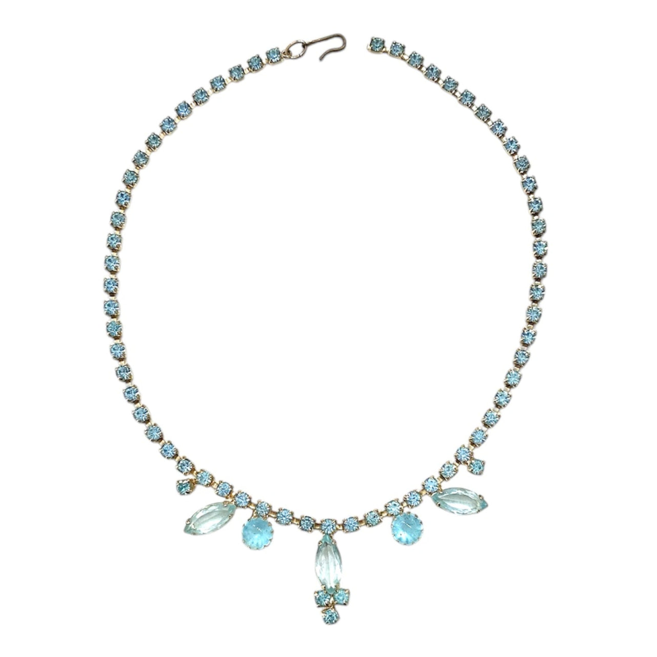 50s Ice Blue Rhinestone Choker Necklace