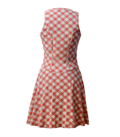 70s Gingham Floral Alley Cat Dress by Betsey Johnson