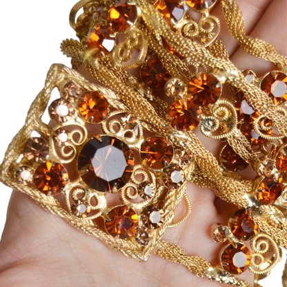 Orange Rhinestone Crystal Mesh Belt by Juliana