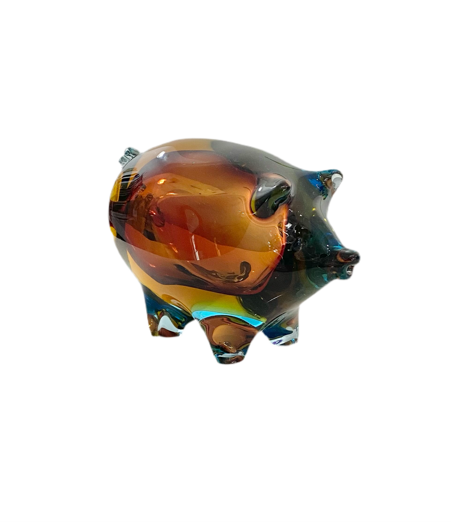 Vintage MCM Sommerso Murano Glass Pig Figurine