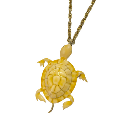 60s Gold Enamel Turtle Pendant