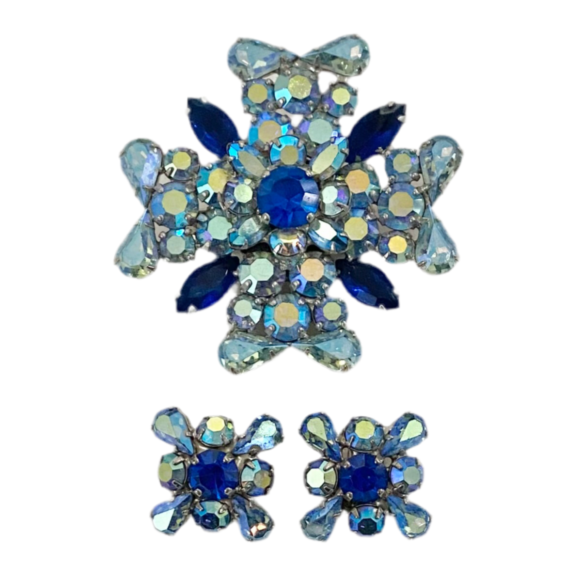 Maltese Cross Brooch & Earring Set