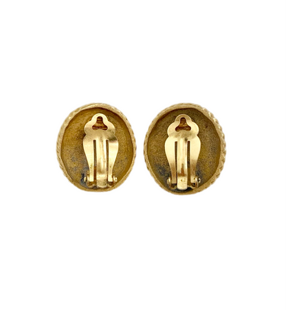 90s Gold Tone Greek Roman Style Coin Earrings