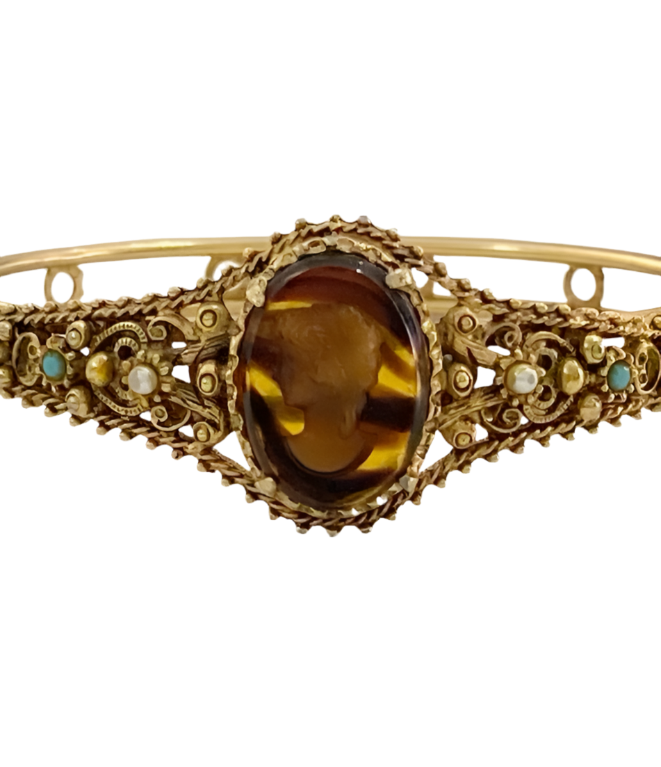 Victorian Revival Glass Intaglio Bracelet by Florenza