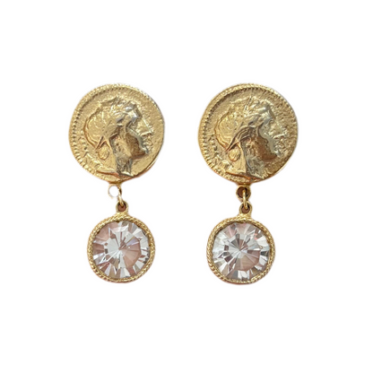 Vintage Carolee Coin Crystal Drop Earrings