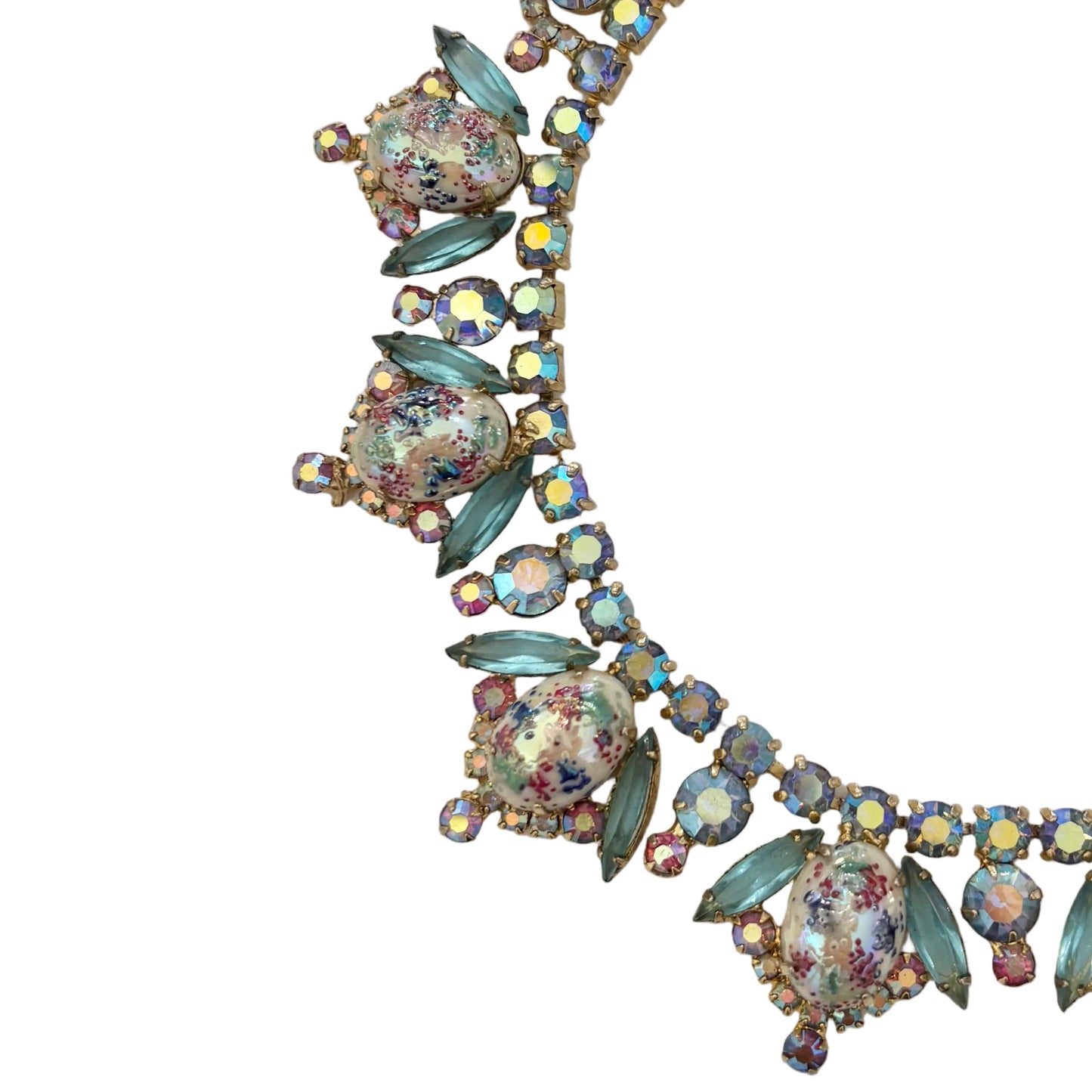 Vintage Ice Blue Easter Egg Cab Statement Necklace by Juliana