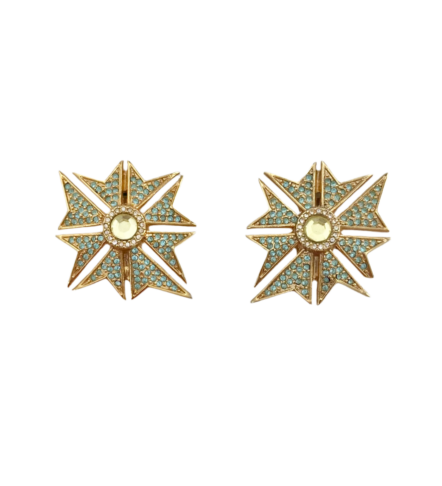 90s Rhinestone Starburst Clip On Earrings