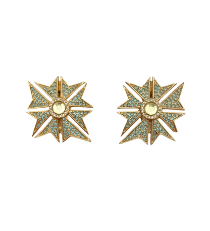 90s Rhinestone Starburst Clip On Earrings