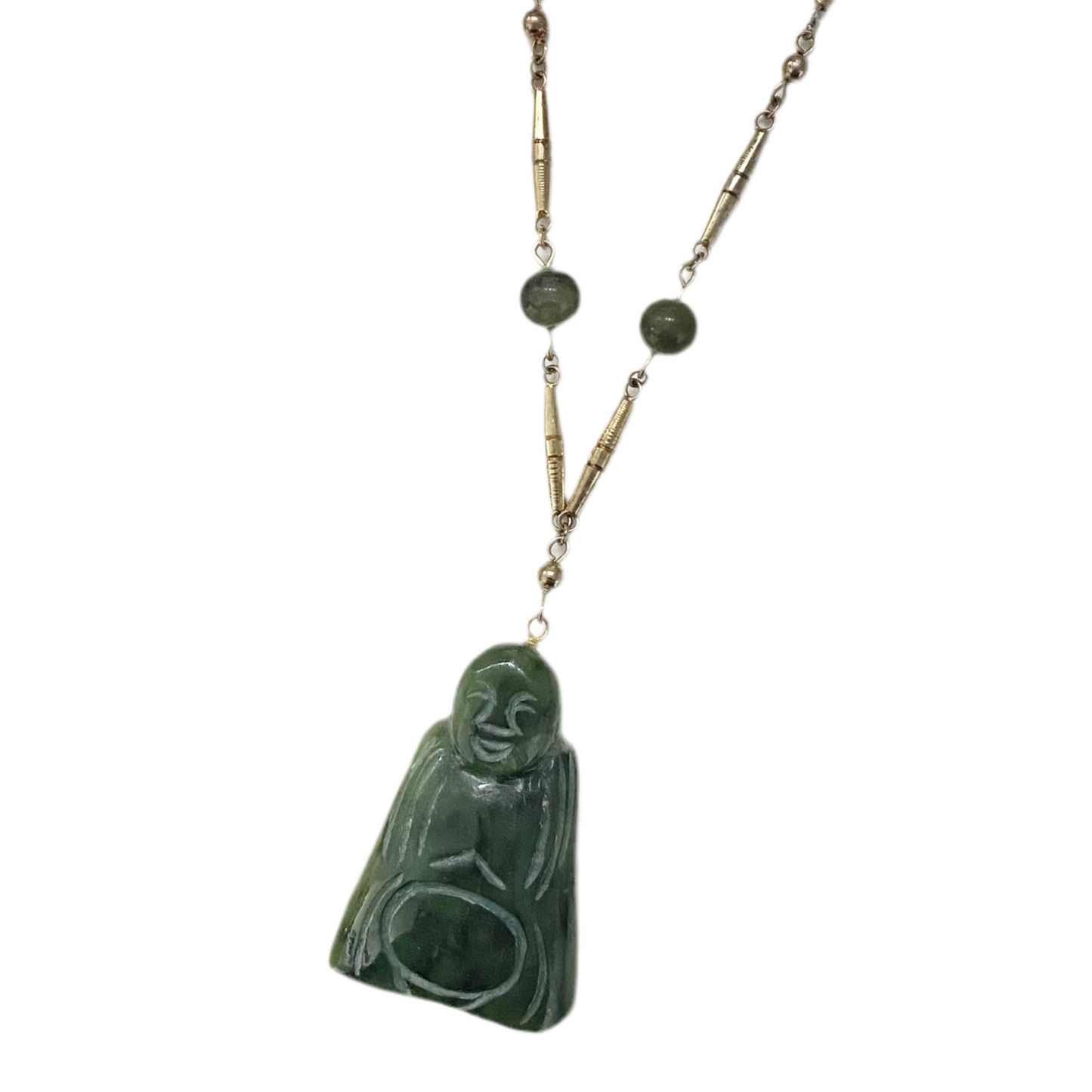 60s Jadite Buddha Charm Pendant Necklace