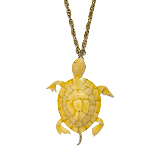 60s Gold Enamel Turtle Pendant