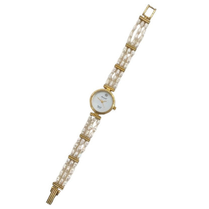 Natural Pearl Gold-Tone Ladies Bracelet Watch