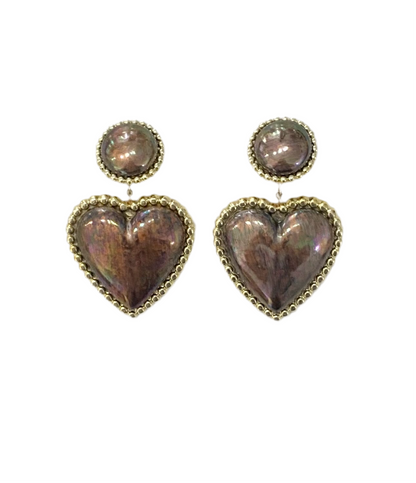 80s Oil Slick Metallic Heart Earrings