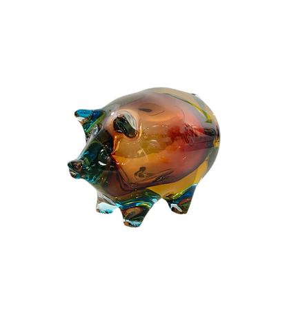 Vintage MCM Sommerso Murano Glass Pig Figurine