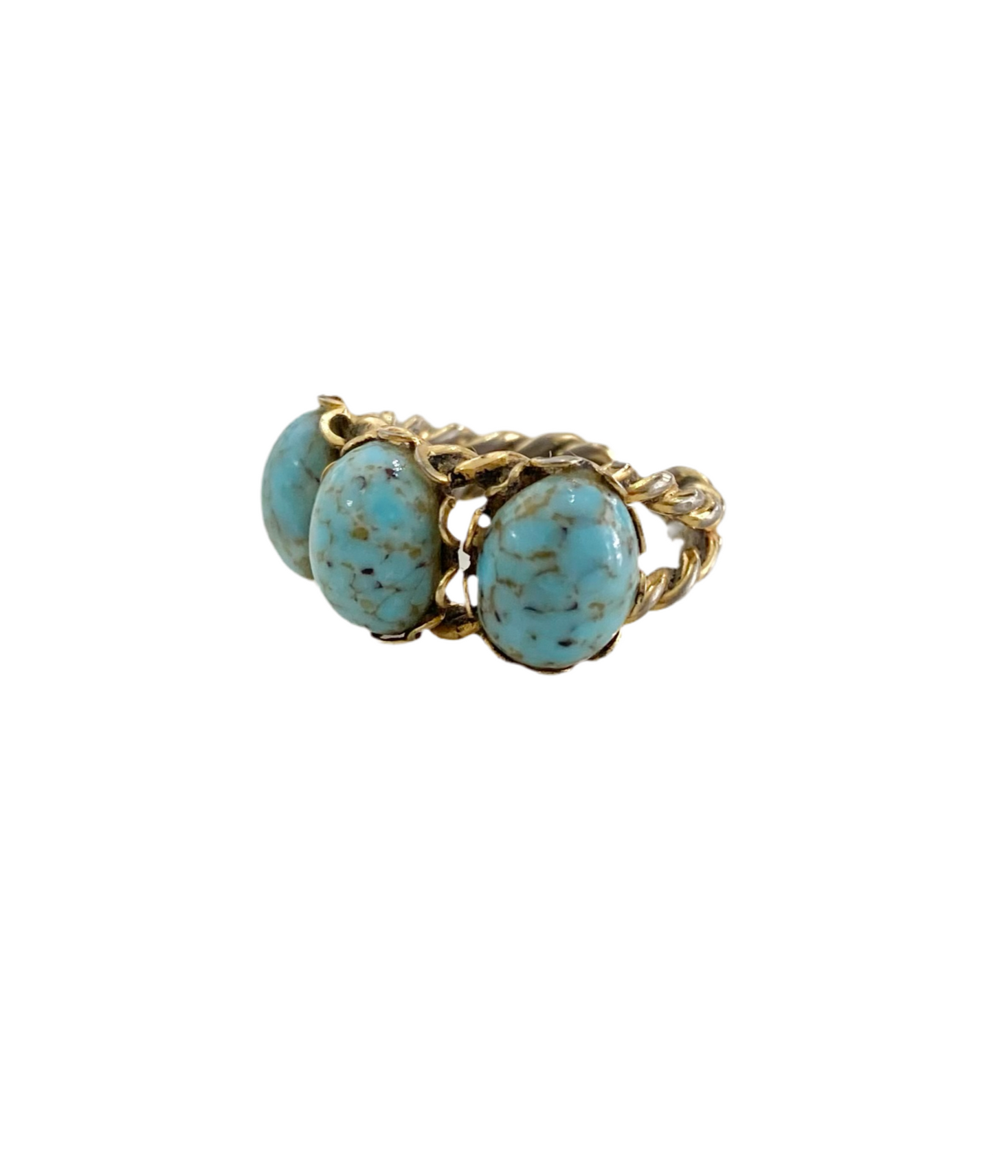 Turquoise Blue Art Glass Ring