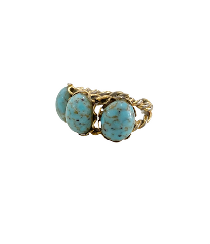 Turquoise Blue Art Glass Ring